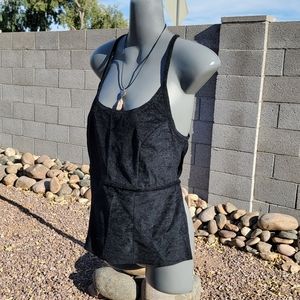 Anxiety Brand Black Cross Back Strappy Tie Sleeveless Faux Velvet Shirt Size M